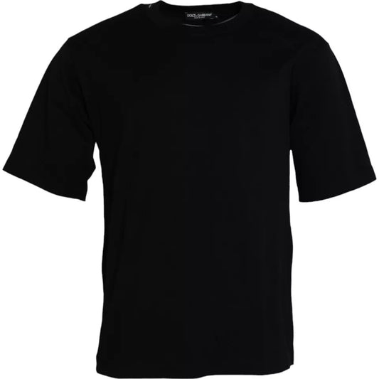 Dolce &amp; Gabbana zwart katoenen T-shirt met logo en ronde hals