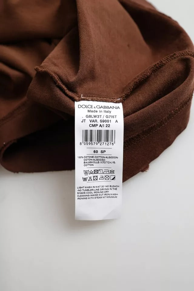 T-shirt en coton à col rond brun avec éclaboussures de couleur de Dolce &amp; Gabbana