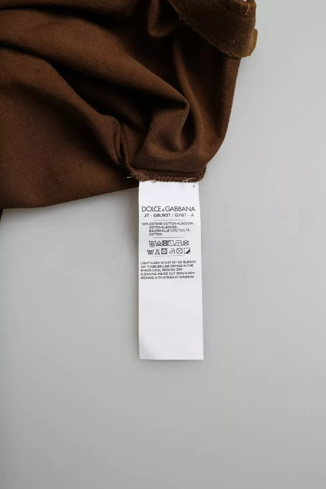 T-shirt en coton à col rond brun avec éclaboussures de couleur de Dolce &amp; Gabbana