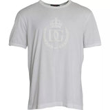 T-shirt en coton à col rond blanc avec logo en relief de Dolce &amp; Gabbana