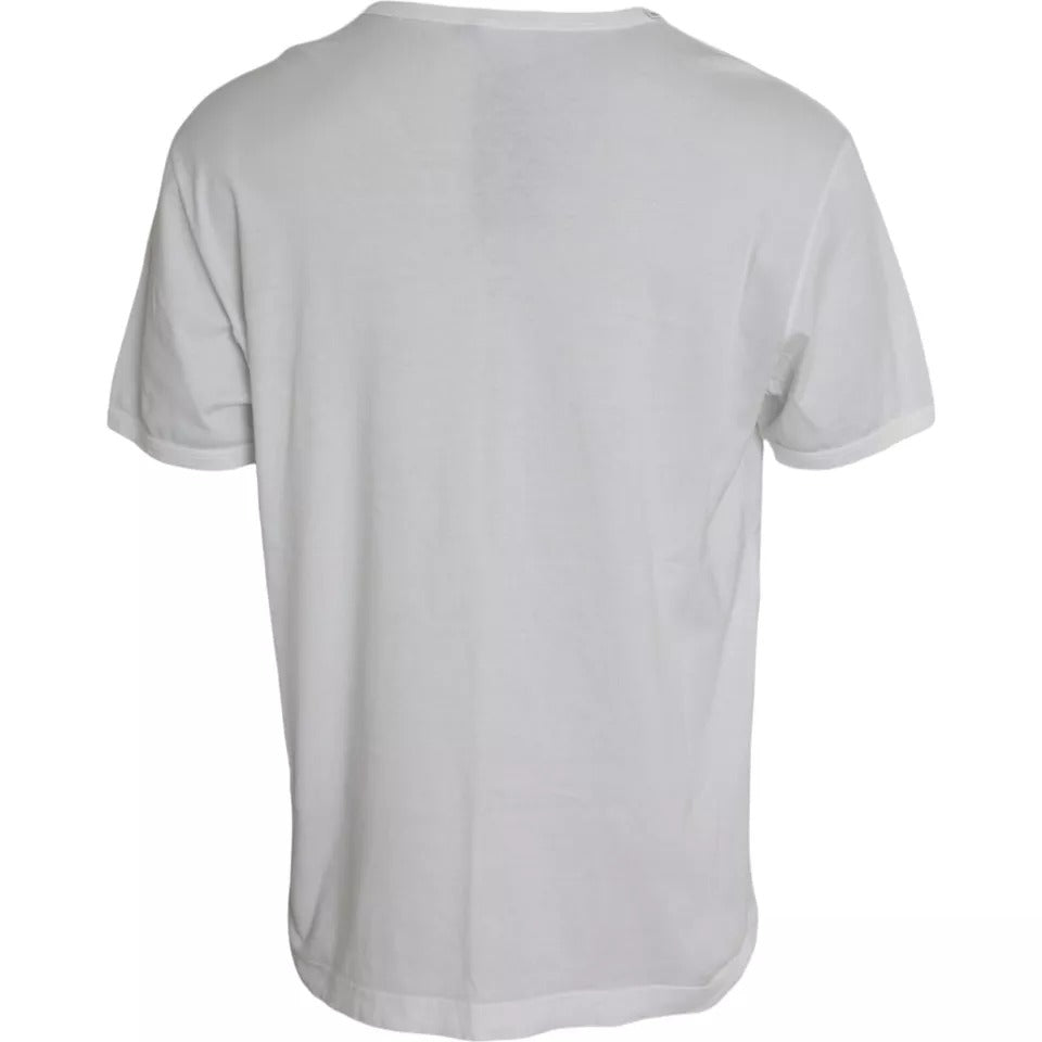 T-shirt en coton à col rond blanc avec logo en relief de Dolce &amp; Gabbana