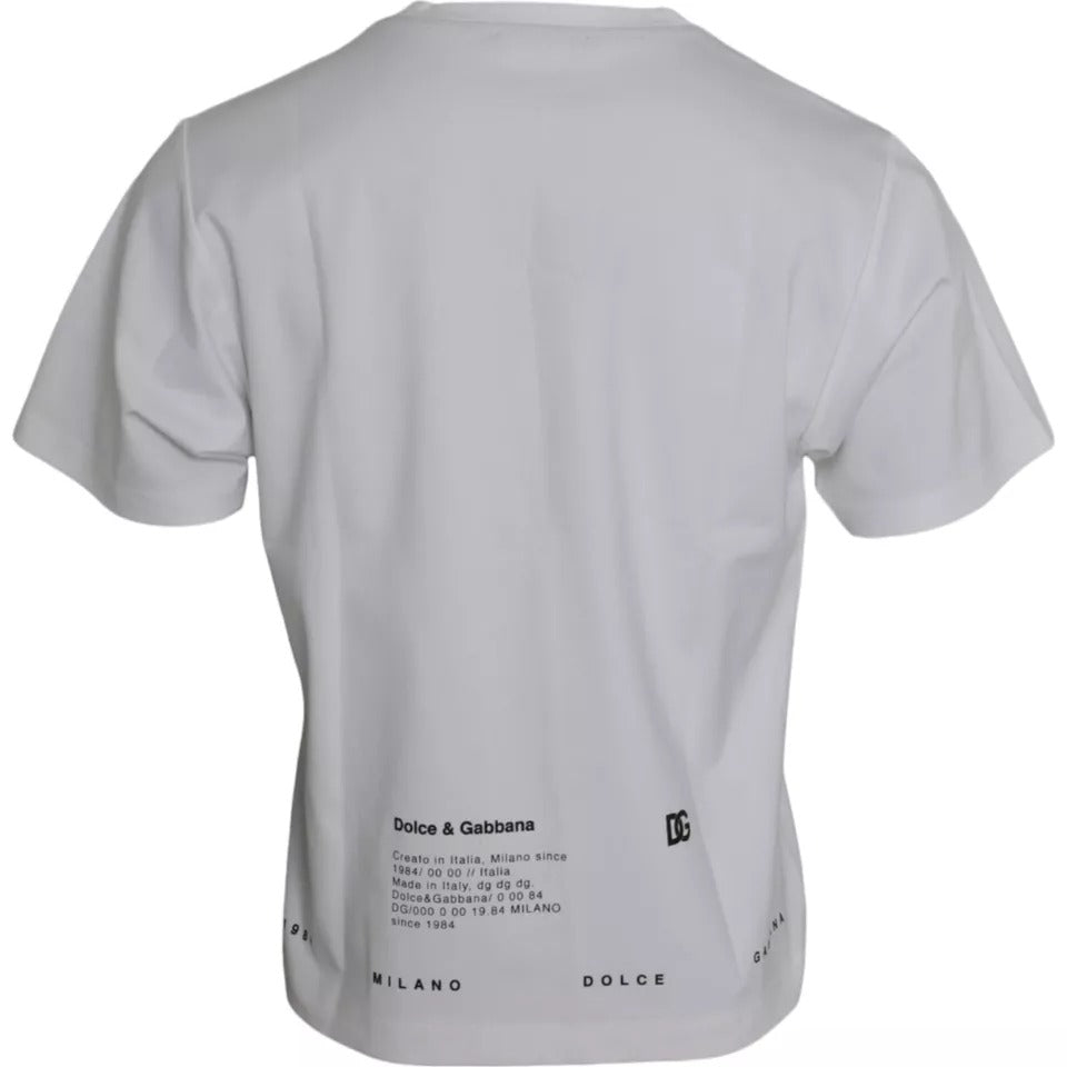 T-shirt homme en coton blanc Dolce &amp; Gabbana avec imprimé rouge lèvres