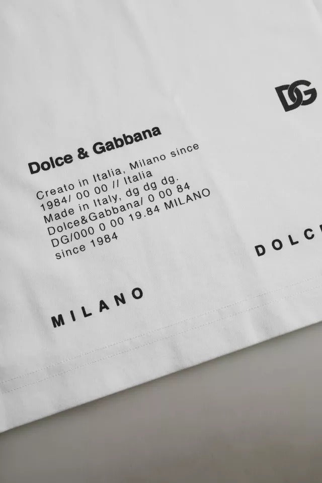 T-shirt homme en coton blanc Dolce &amp; Gabbana avec imprimé rouge lèvres