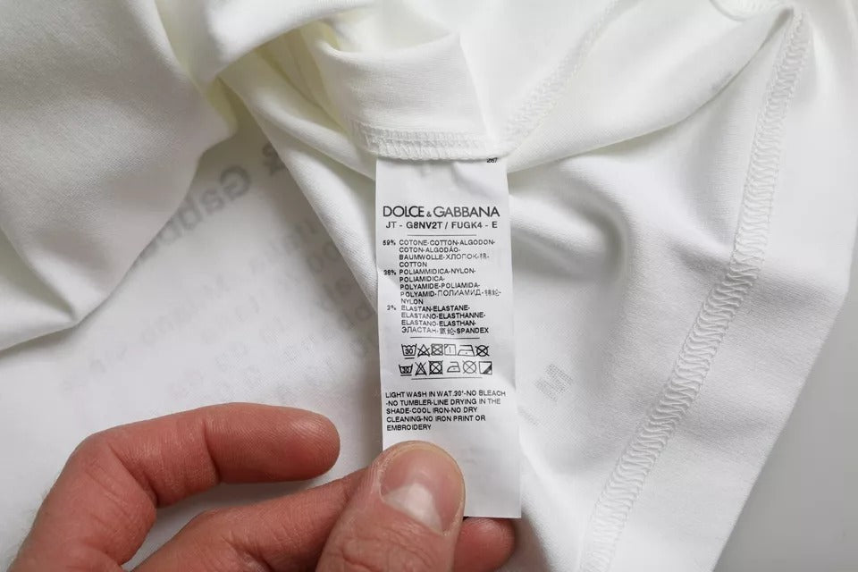 T-shirt homme en coton blanc Dolce &amp; Gabbana avec imprimé rouge lèvres