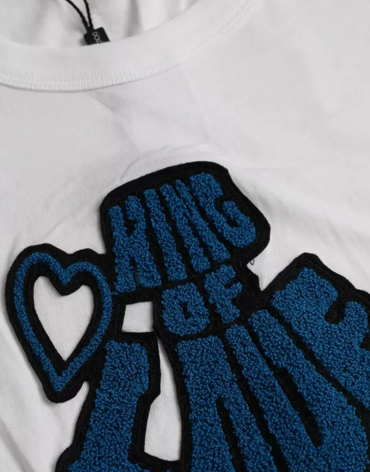 T-shirt blanc à manches courtes et col rond Dolce &amp; Gabbana "King Of Love"