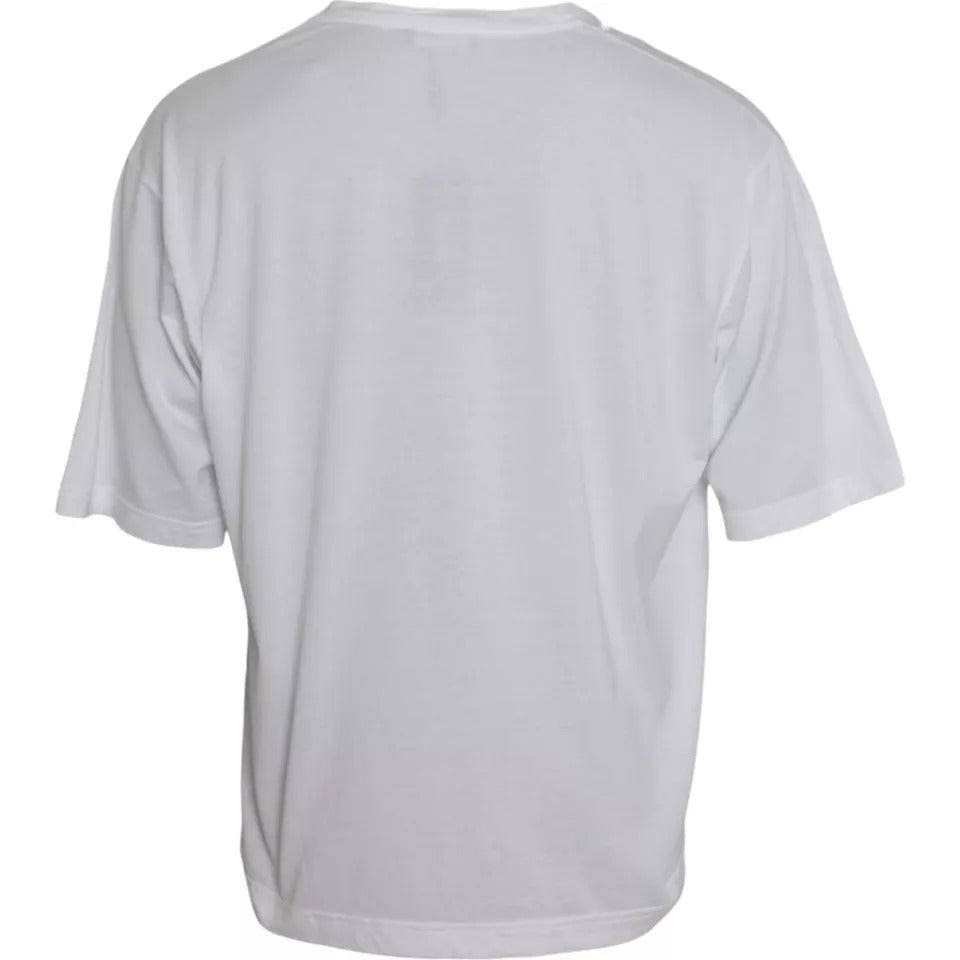T-shirt blanc en coton à manches courtes et col rond de Dolce &amp; Gabbana