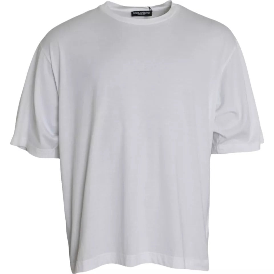 T-shirt blanc en coton à manches courtes et col rond de Dolce &amp; Gabbana