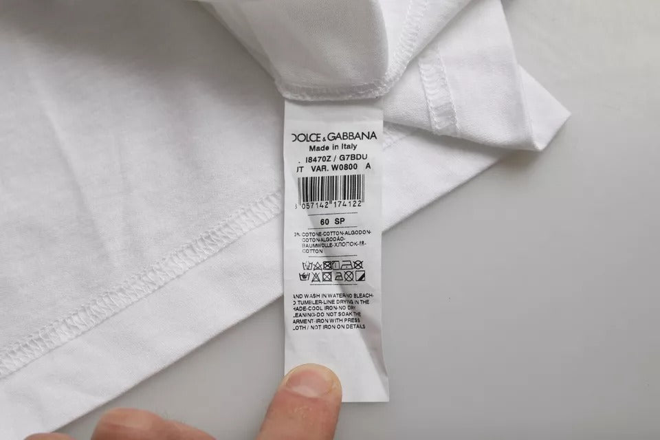 T-shirt blanc en coton à manches courtes et col rond de Dolce &amp; Gabbana