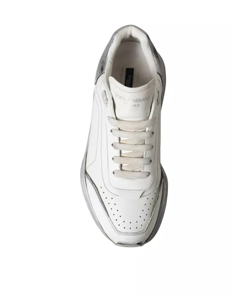 Dolce & Gabbana White Silver Daymaster Low Top Sneakers