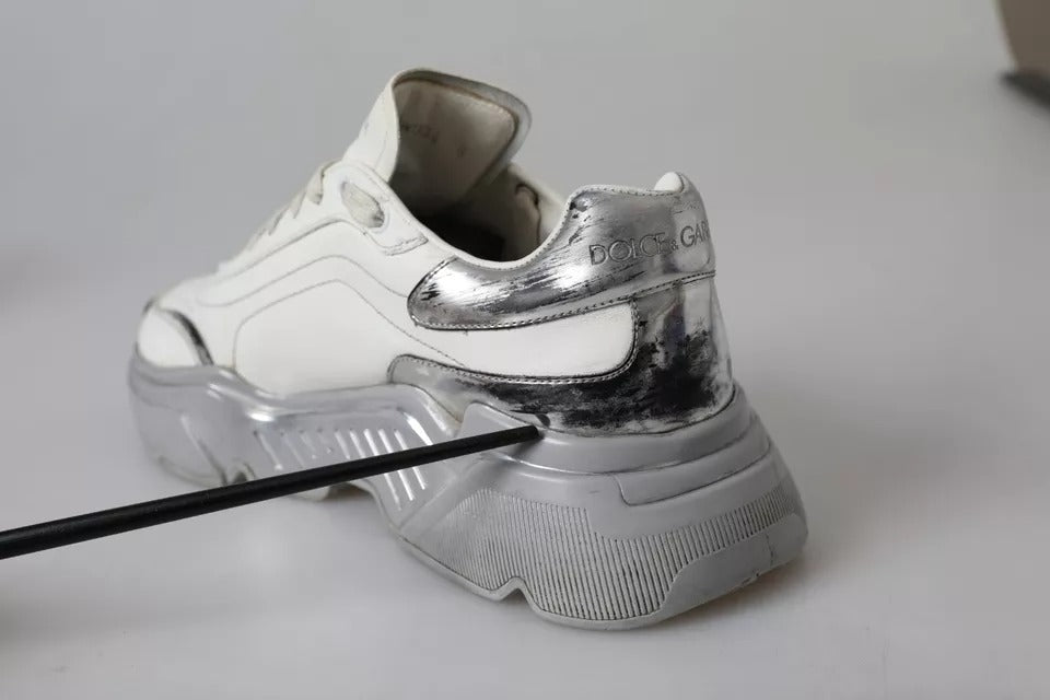 Dolce & Gabbana White Silver Daymaster Low Top Sneakers