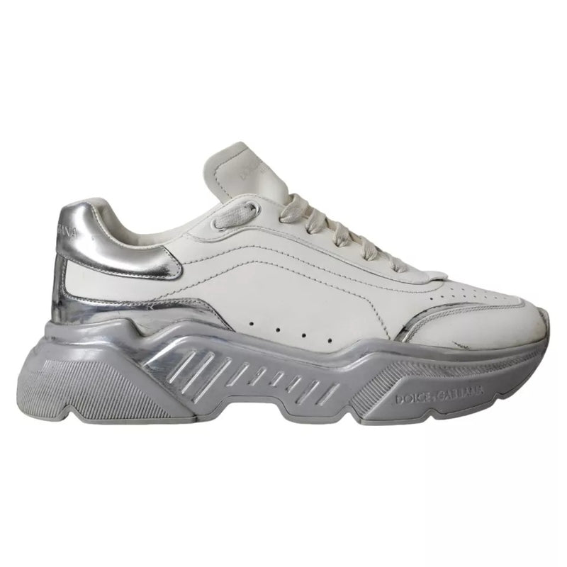 Dolce & Gabbana White Silver Daymaster Low Top Sneakers