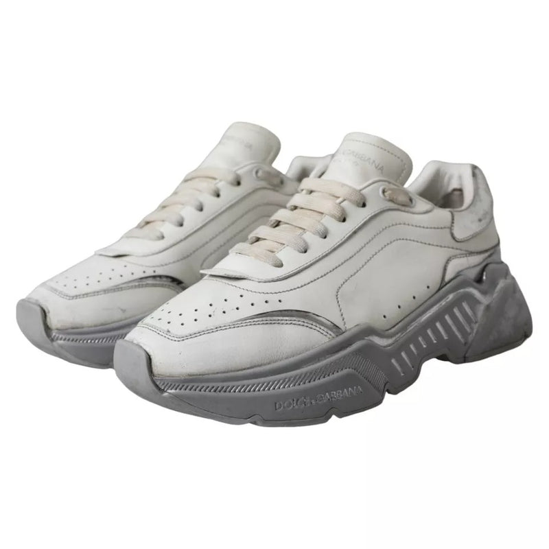 Dolce & Gabbana White Silver Daymaster Low Top Sneakers