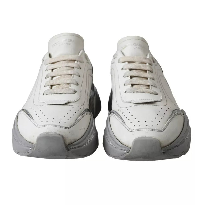 Dolce & Gabbana White Silver Daymaster Low Top Sneakers