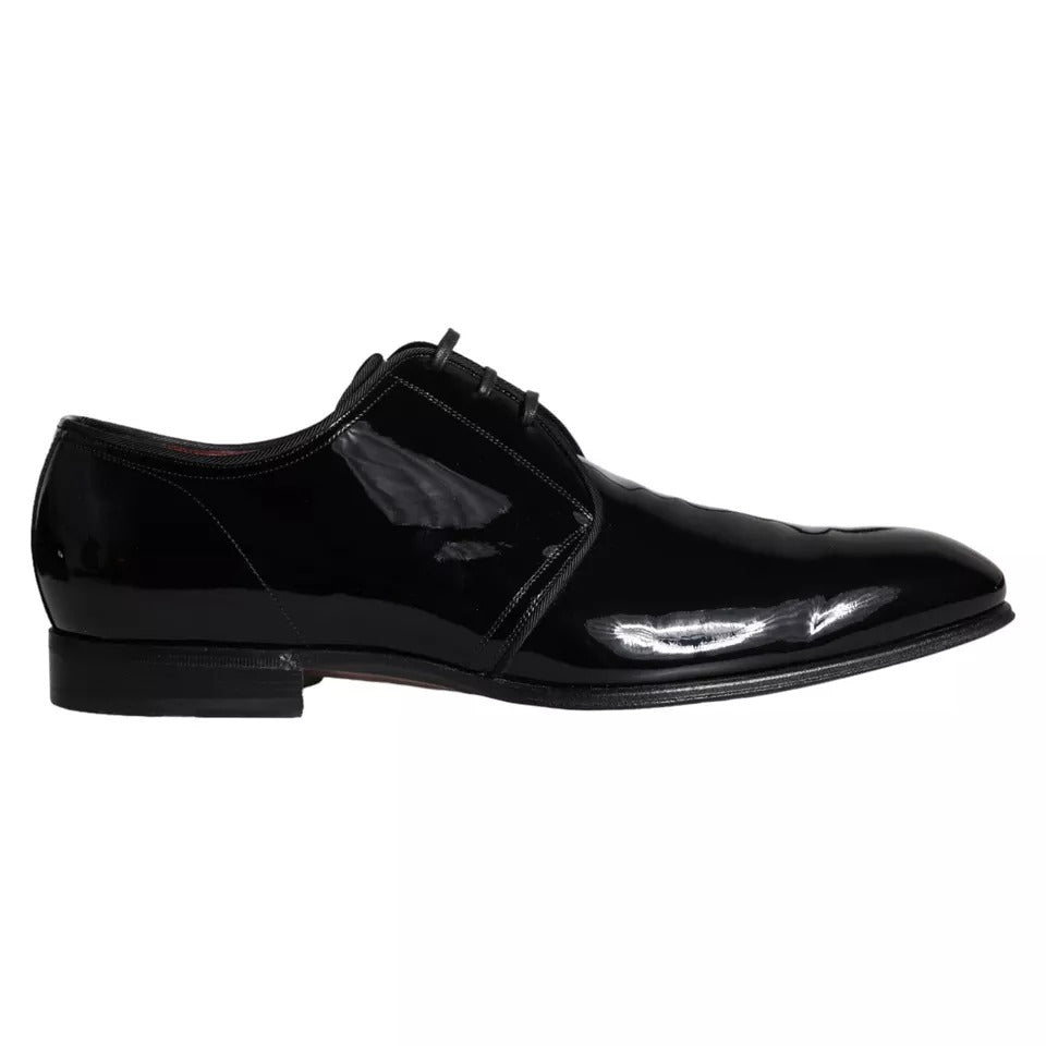 Dolce & Gabbana Derby Noir en Cuir Verni pour Hommes