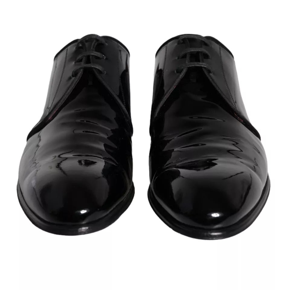 Dolce & Gabbana Derby Noir en Cuir Verni pour Hommes