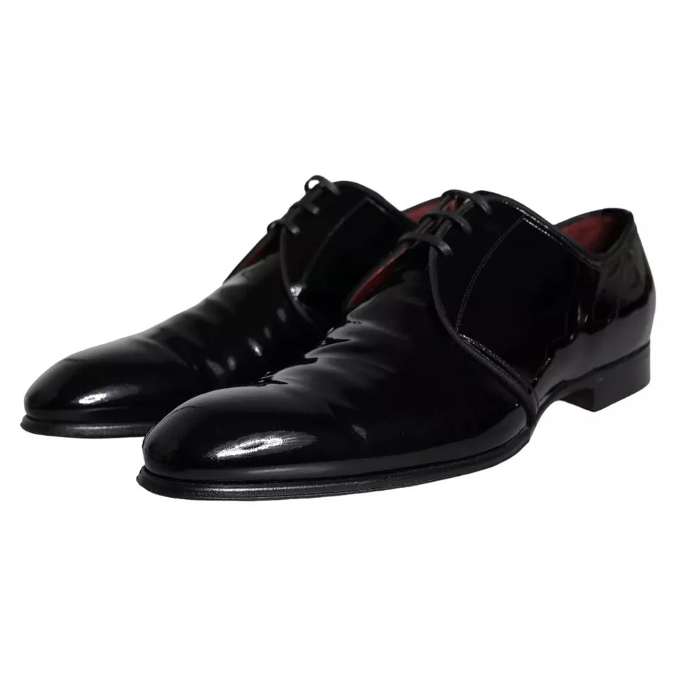Dolce & Gabbana Derby Noir en Cuir Verni pour Hommes