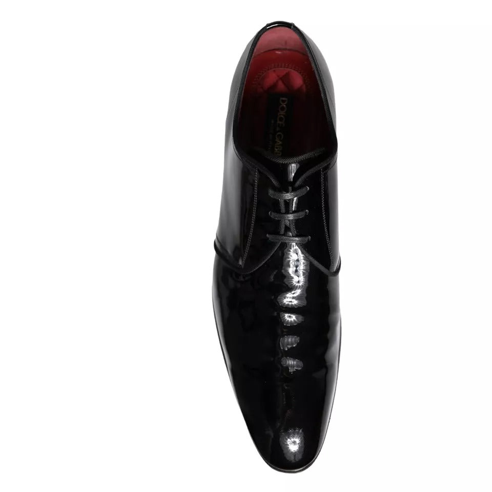 Dolce & Gabbana Derby Noir en Cuir Verni pour Hommes