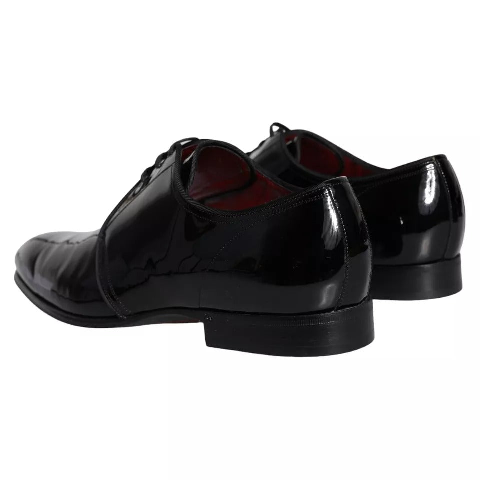 Dolce & Gabbana Derby Noir en Cuir Verni pour Hommes