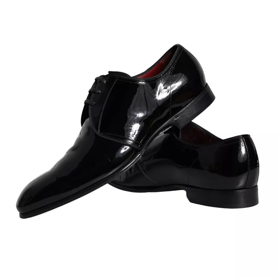 Dolce & Gabbana Derby Noir en Cuir Verni pour Hommes