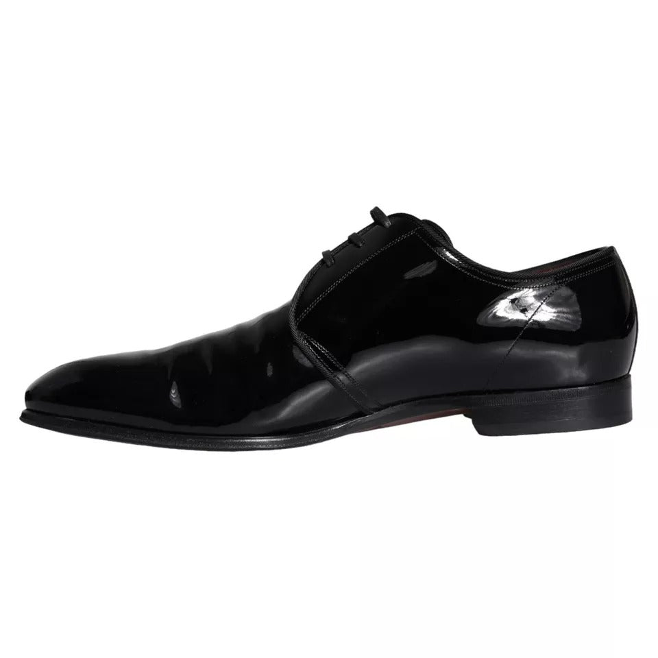 Dolce & Gabbana Derby Noir en Cuir Verni pour Hommes