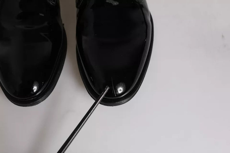 Dolce & Gabbana Black Calfskin Leather Derby Shoes for Men