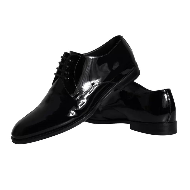 Dolce & Gabbana Black Calfskin Leather Derby Shoes for Men