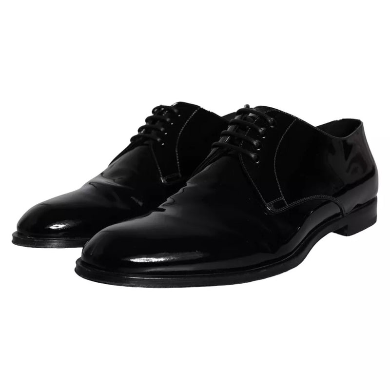 Dolce & Gabbana Black Calfskin Leather Derby Shoes for Men