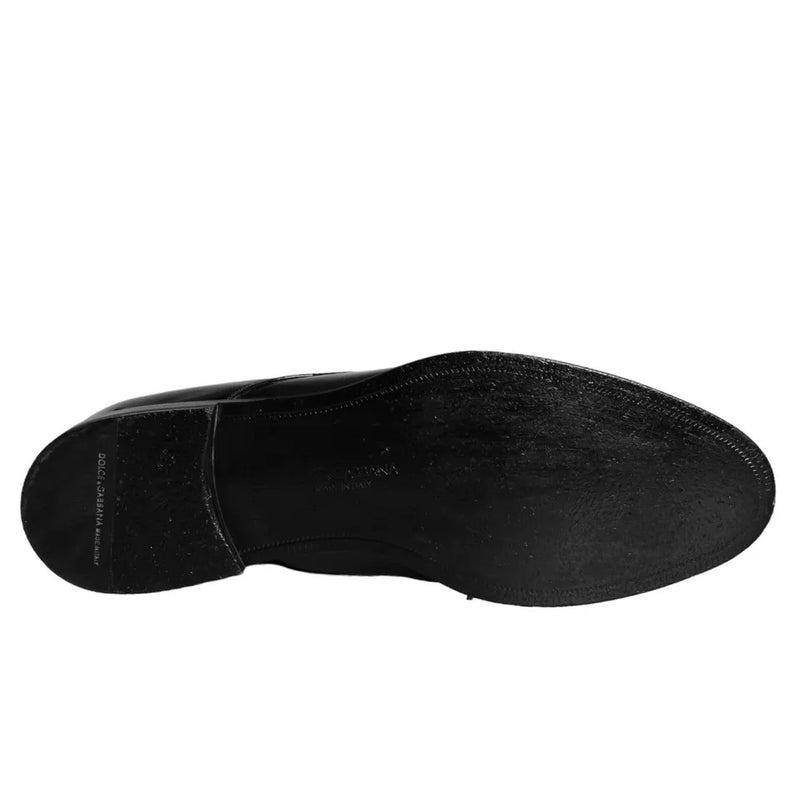 Dolce & Gabbana Black Calfskin Leather Derby Shoes for Men