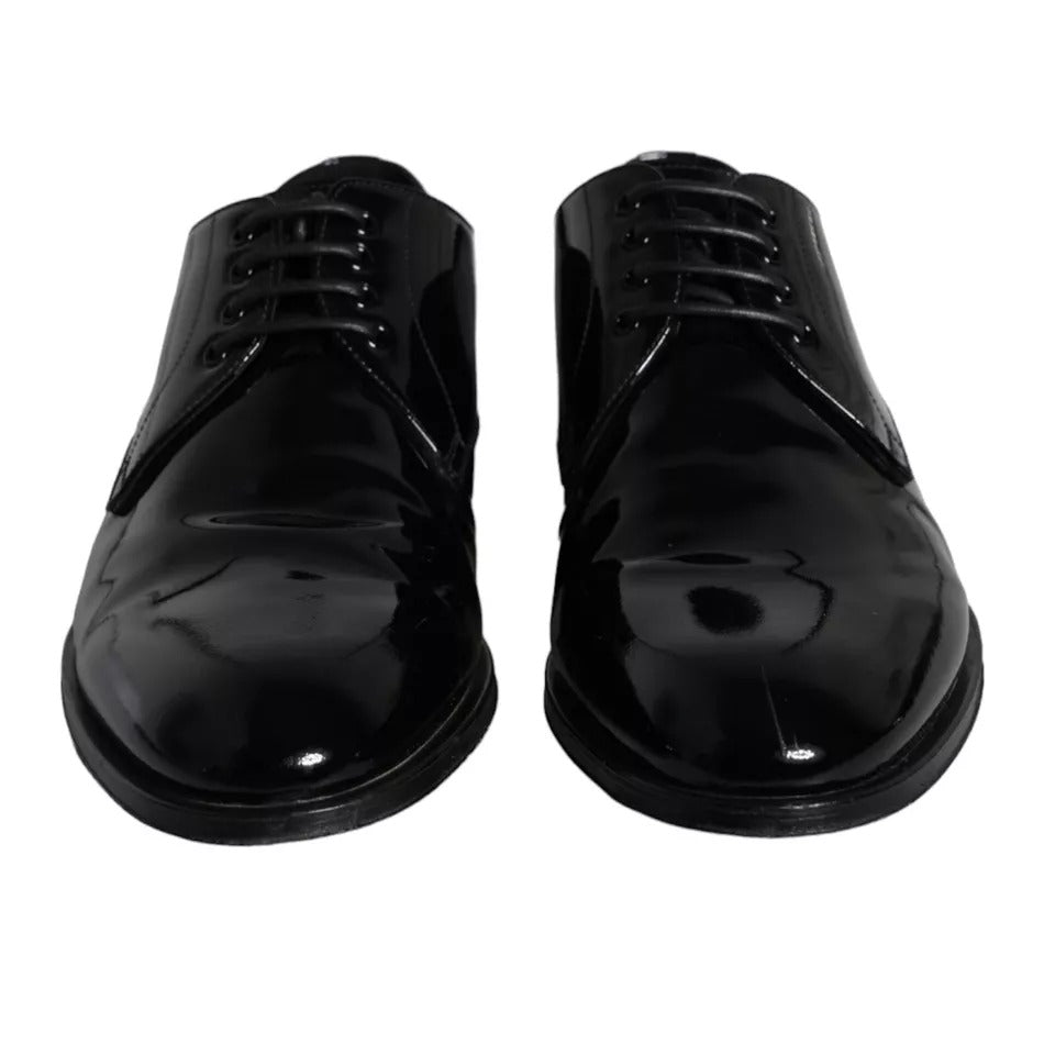 Dolce & Gabbana Black Calfskin Leather Derby Shoes for Men