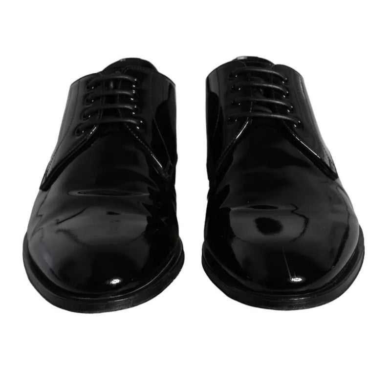 Dolce & Gabbana Black Calfskin Leather Derby Shoes for Men