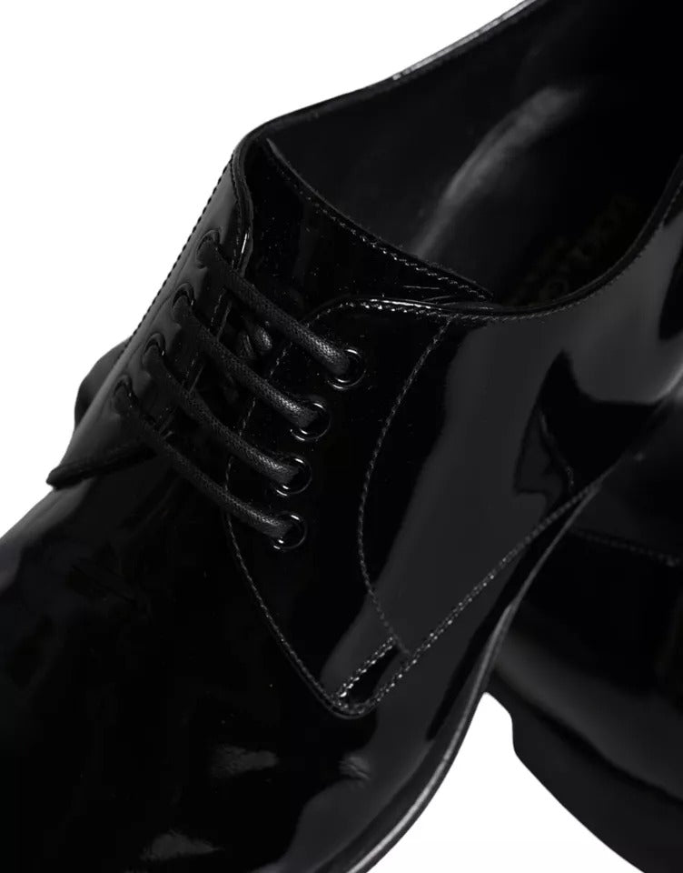 Dolce & Gabbana Black Calfskin Leather Derby Shoes for Men
