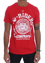 T-shirt Frankie Morello Red Cotton RIDERS à col rond