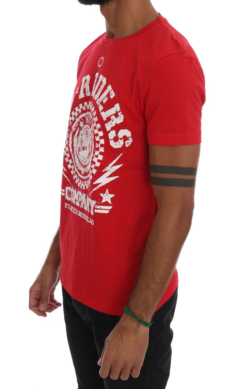 T-shirt Frankie Morello Red Cotton RIDERS à col rond