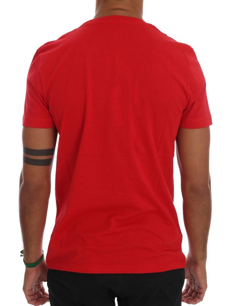 T-shirt Frankie Morello Red Cotton RIDERS à col rond