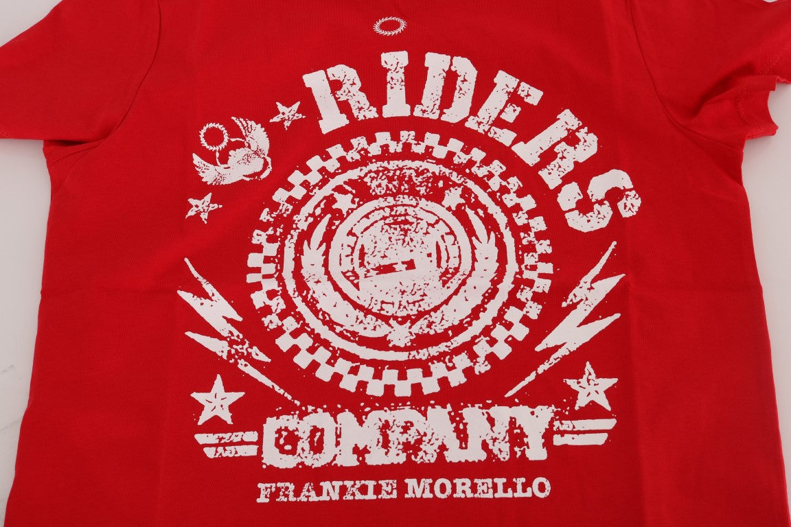 T-shirt Frankie Morello Red Cotton RIDERS à col rond