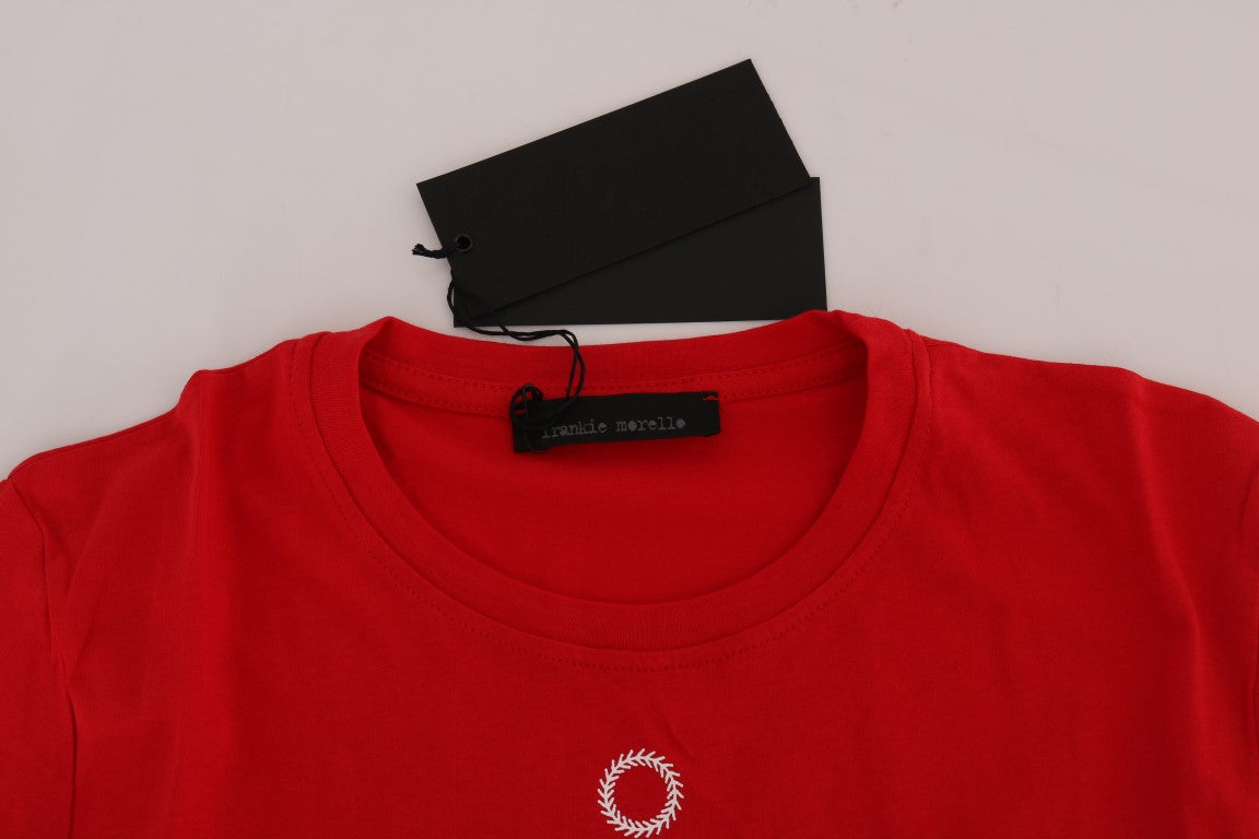 T-shirt Frankie Morello Red Cotton RIDERS à col rond