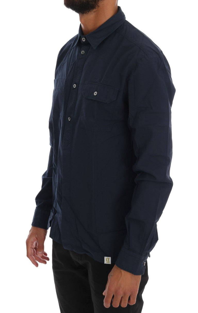 Chemise décontractée bleue à manches longues en coton John Galliano