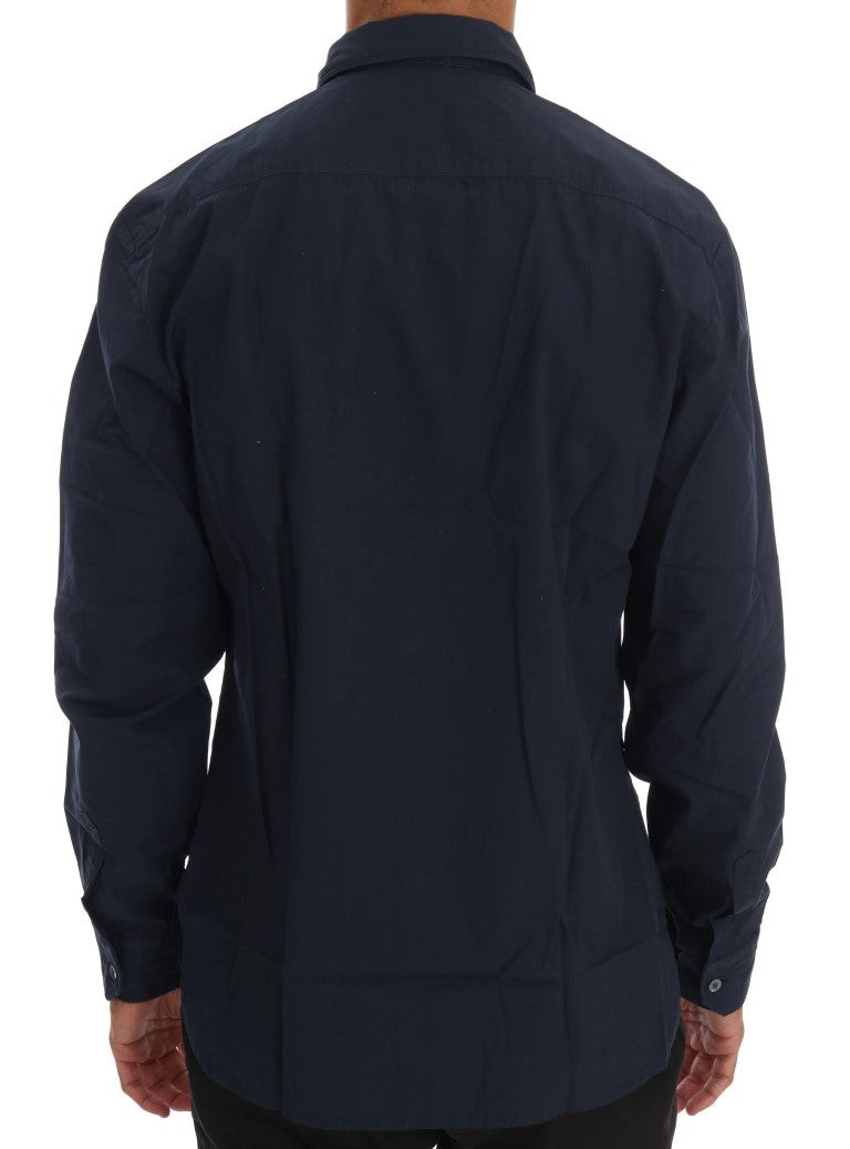 Chemise décontractée bleue à manches longues en coton John Galliano