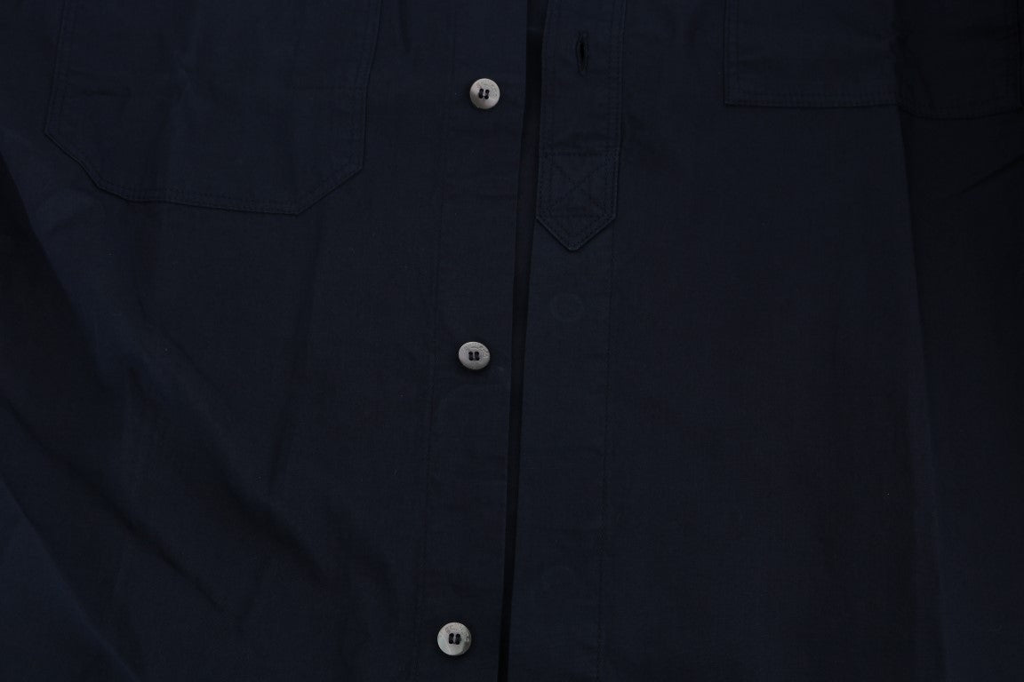Chemise décontractée bleue à manches longues en coton John Galliano