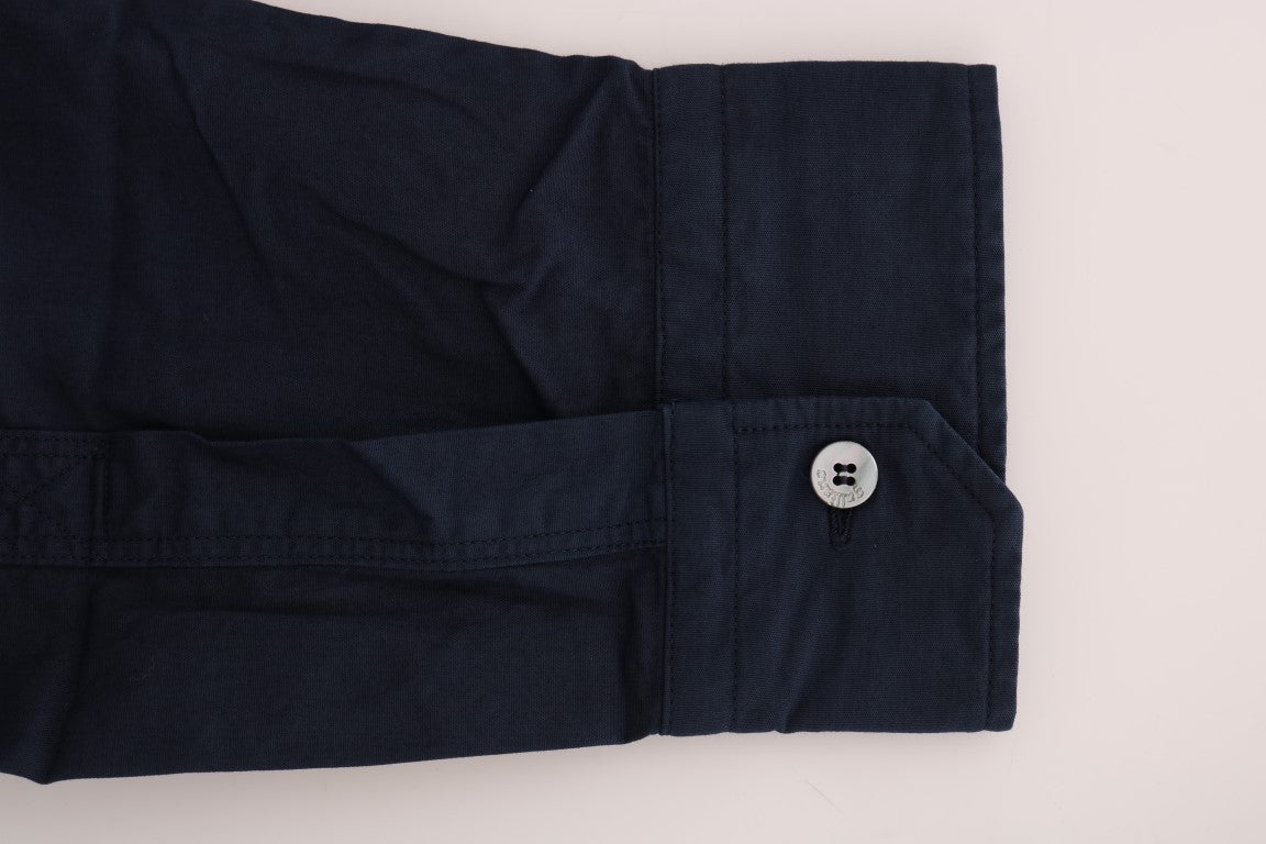 Chemise décontractée bleue à manches longues en coton John Galliano