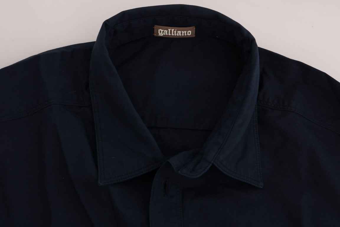Chemise décontractée bleue à manches longues en coton John Galliano
