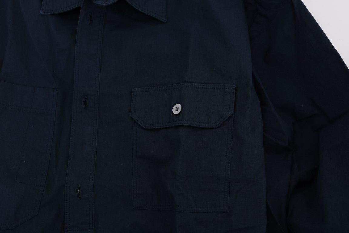 Chemise décontractée bleue à manches longues en coton John Galliano