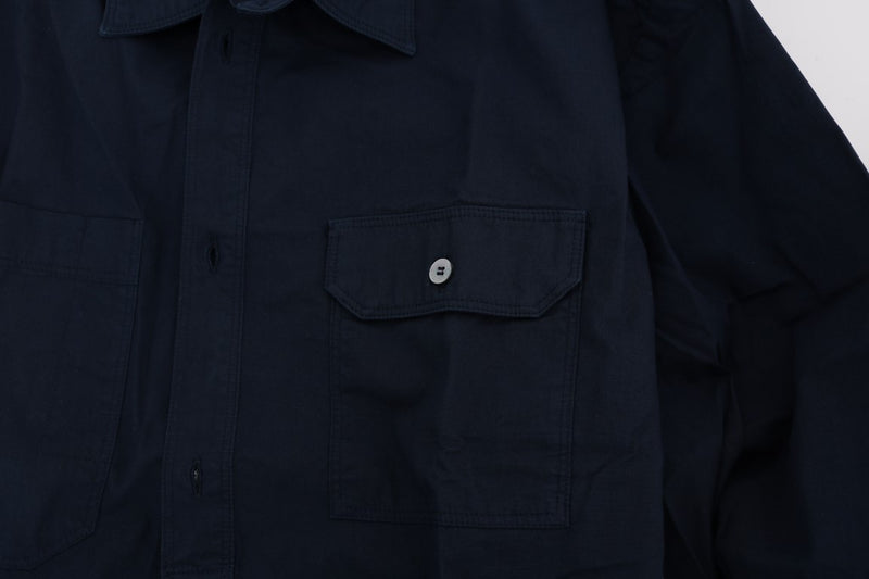 John Galliano Blue Casual Cotton Long Sleeve Shirt