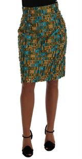 Jupe crayon droite en jacquard multicolore Dolce &amp; Gabbana
