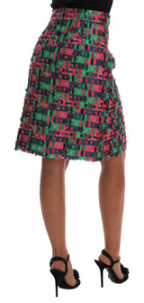 Jupe crayon jacquard rose et verte Dolce &amp; Gabbana