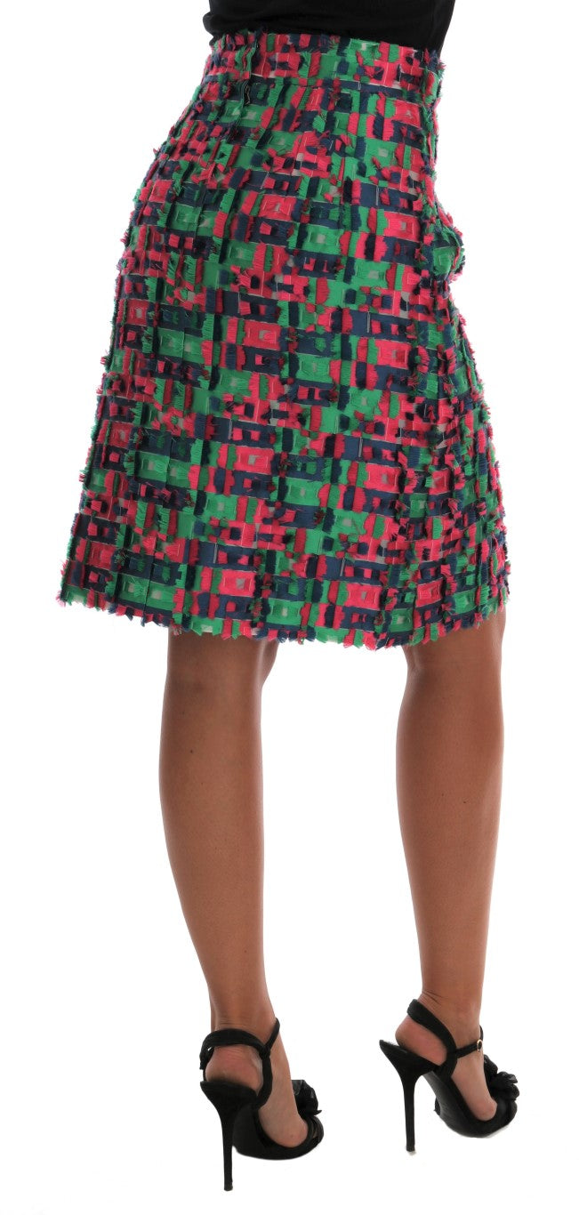 Jupe crayon jacquard rose et verte Dolce &amp; Gabbana