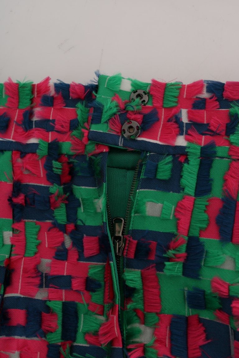 Jupe crayon jacquard rose et verte Dolce &amp; Gabbana