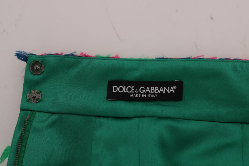 Jupe crayon jacquard rose et verte Dolce &amp; Gabbana
