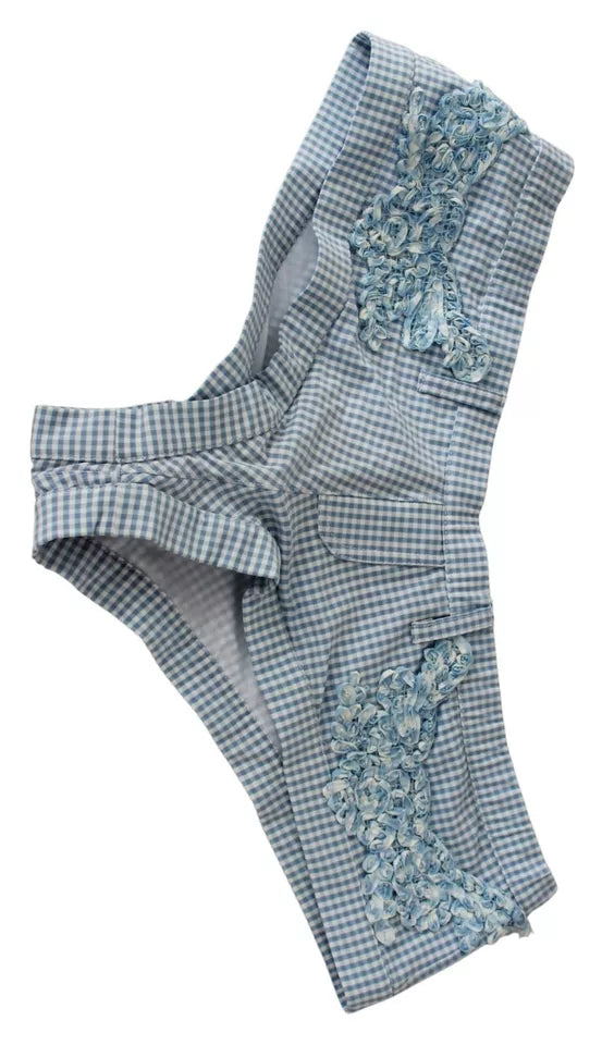Ermanno Scervino Blue Checkered Beachwear Bottoms Swimsuit Shorts