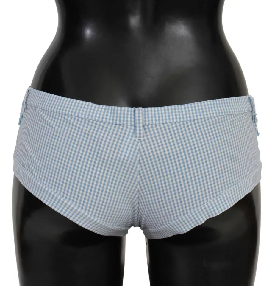 Ermanno Scervino Blue Checkered Beachwear Bottoms Swimsuit Shorts